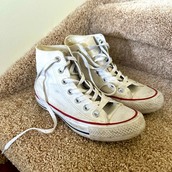 Used White High Top Converse. Size 6. $25 - Picture 2 of 2